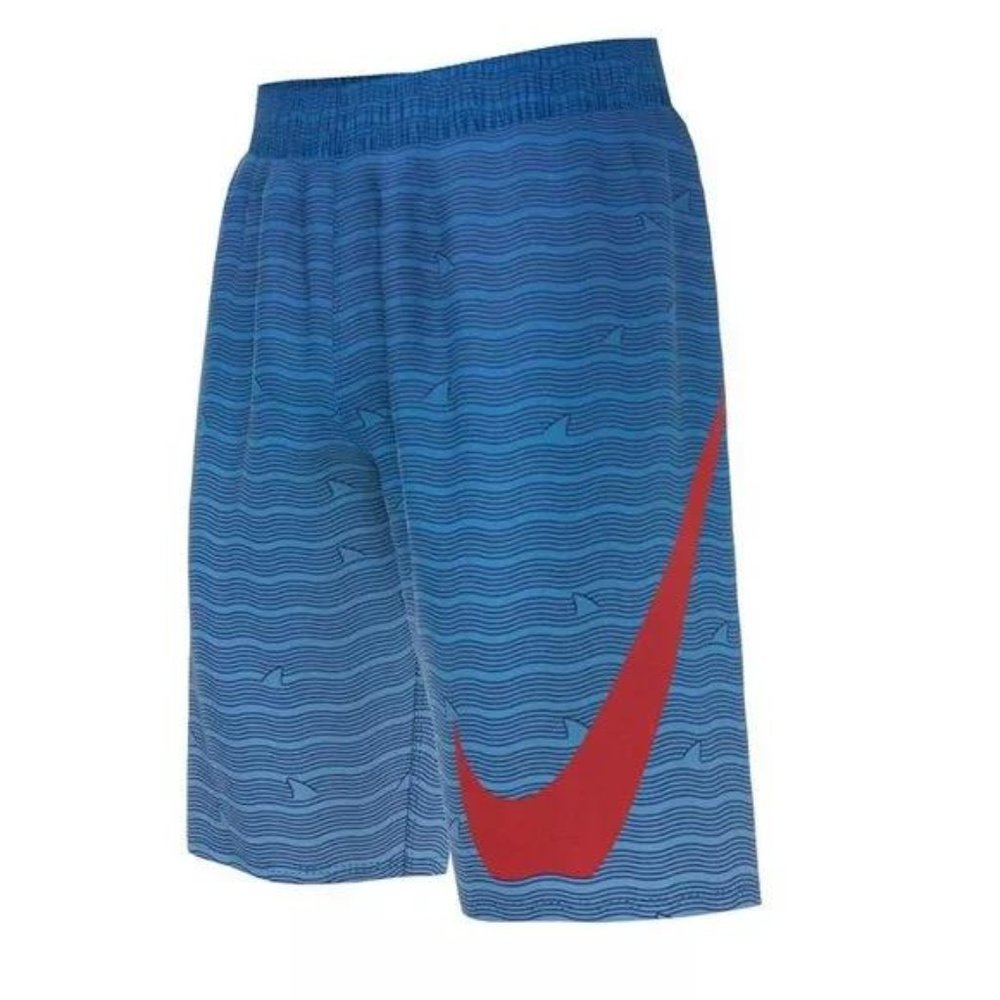 NWT Nike Boys' Shark Stripe Breaker 8” Volley Swim Shorts